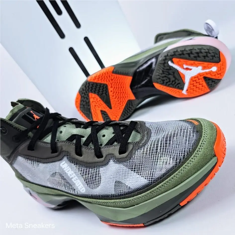 Air Jordan 37 US 13 Men`s Green Black Orange Camo Nike Undefeated DV6255 300