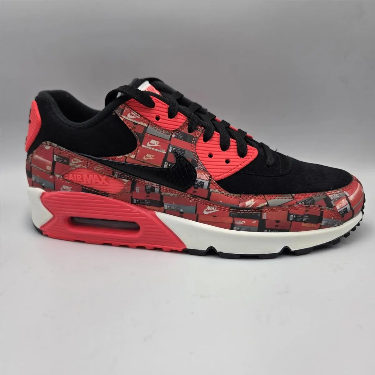 Nike Air Max 90 Prnt Black/bright Crimson-white Size 10.5 AQ0926 001