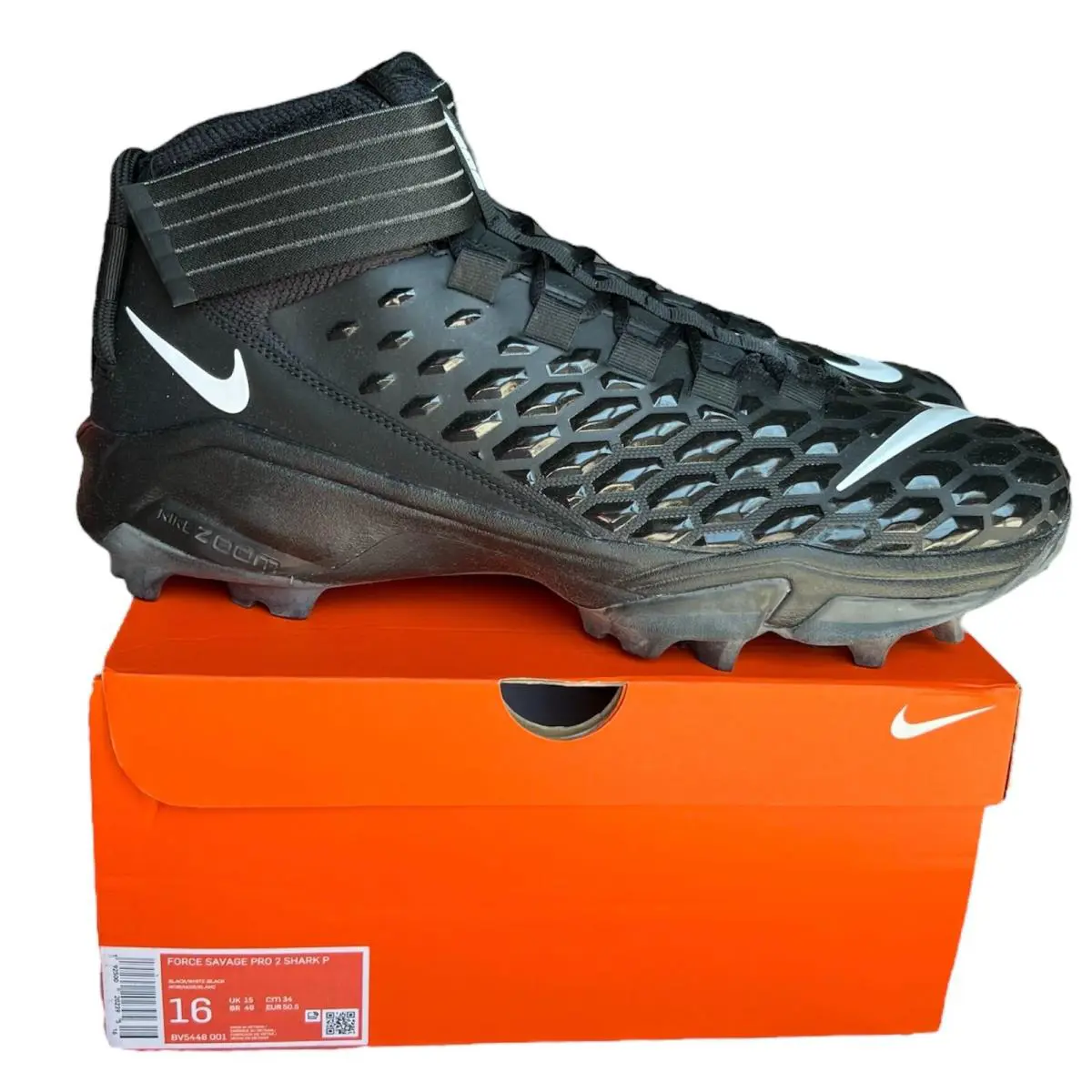 Nike Force Savage Pro 2 Shark P Football Cleats Men`s Size 16 Black BV5448-001 - Black