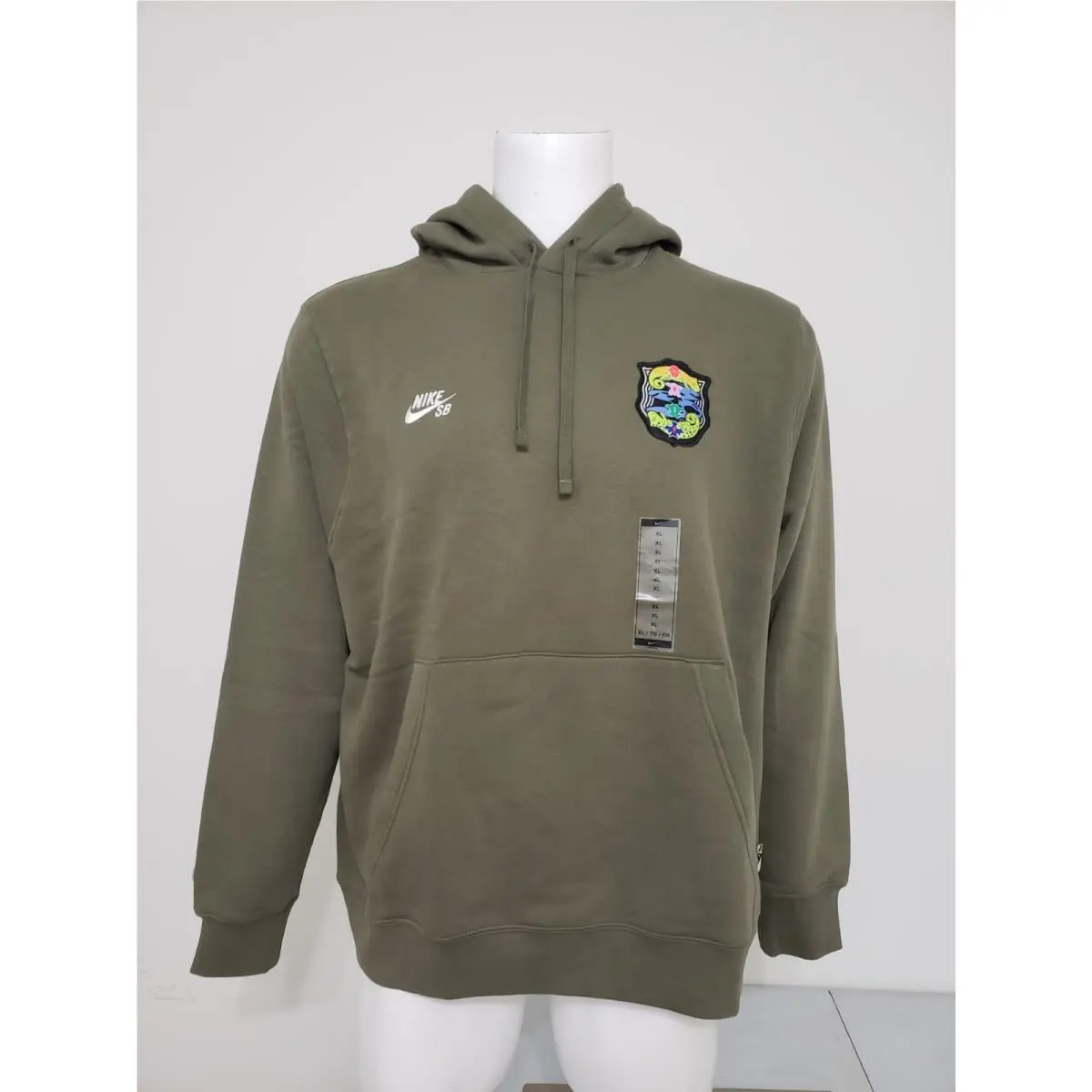 Nike SB Fleece Pullover Hoodie FZ4098-222 Medium Olive/white Size XL