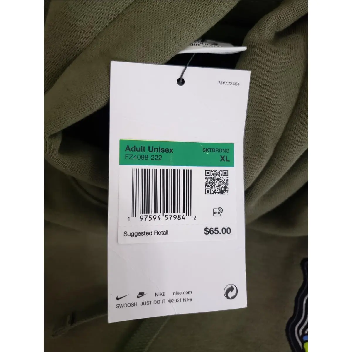 Nike clothing - FZ4098-222 - FZ4098-222 - Medium Olive/White (UPC: 197594579842) 8