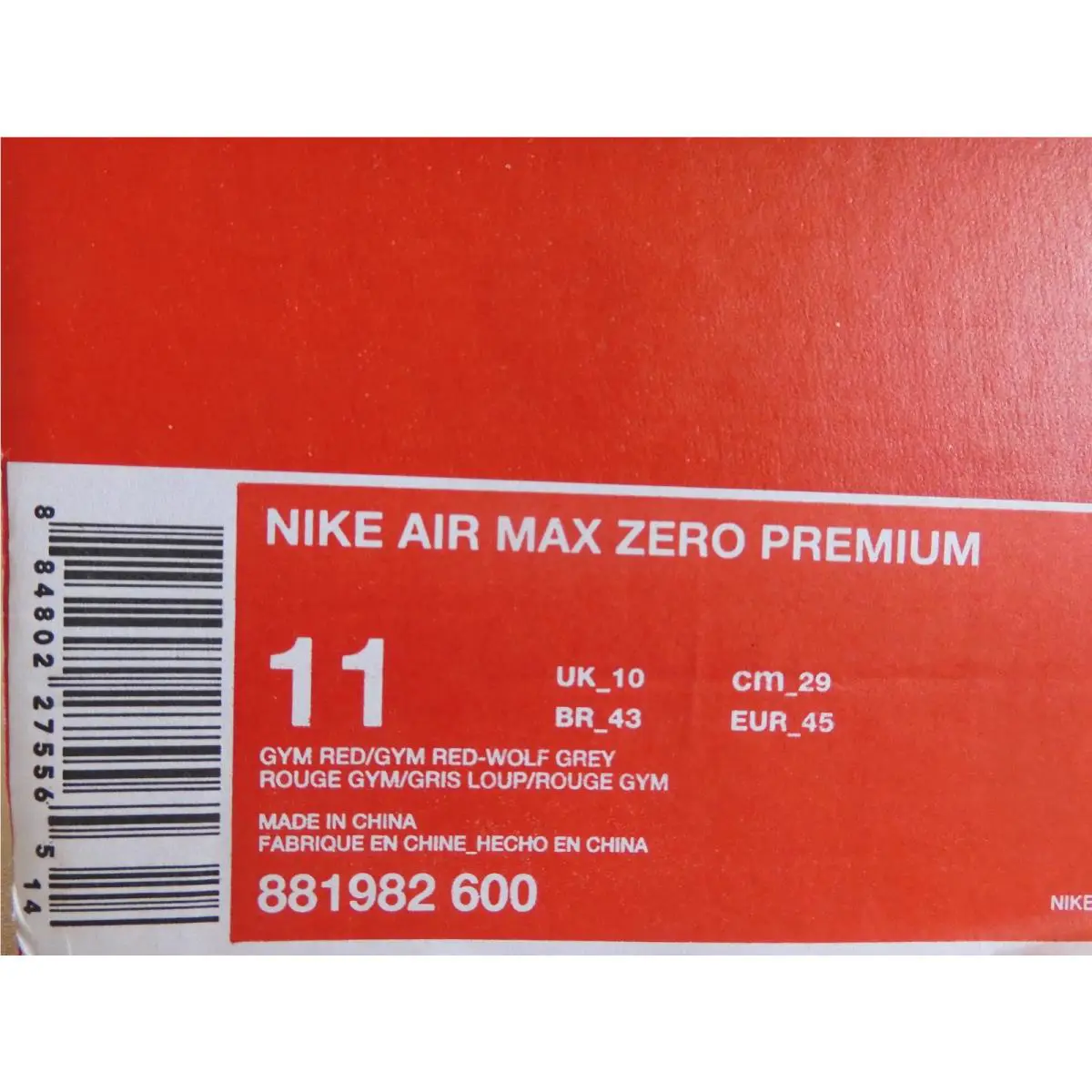 Nike shoes - Nike Air Max Zero - Air Max Zero - 881982-600 - Red (UPC: 884802275527) 6