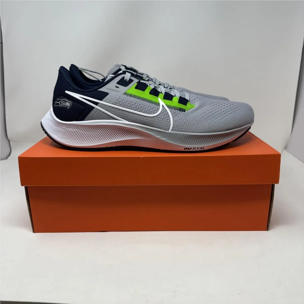 Nike Air Zoom Pegasus 38 Seattle Seahawks Shoes Wolf Grey Green Men`s 12.5