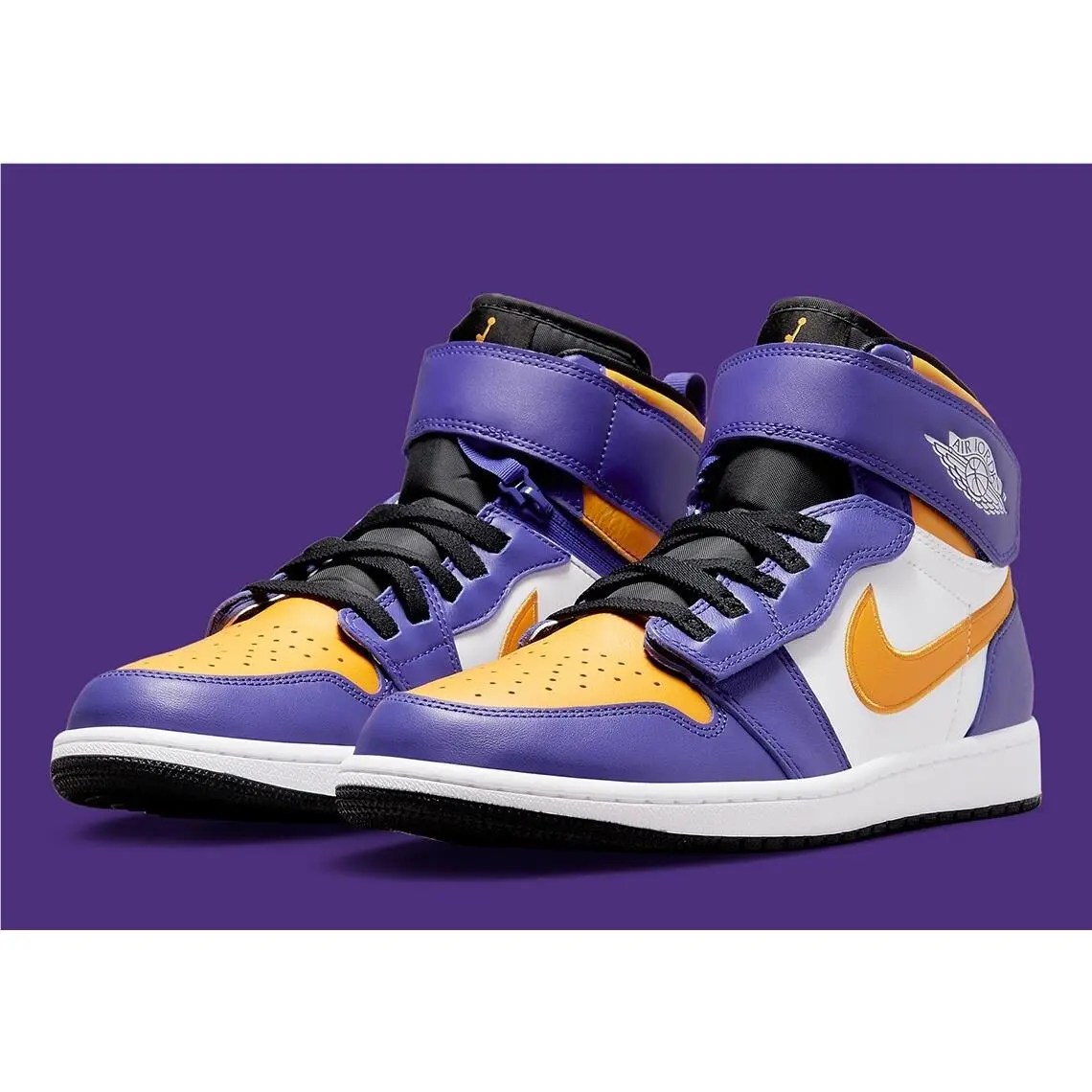 Nike Air Jordan 1 High Flyease Lakers Basketball Shoes Mens 10 Womens 11.5 - Dark Concord/White/Black/Taxi