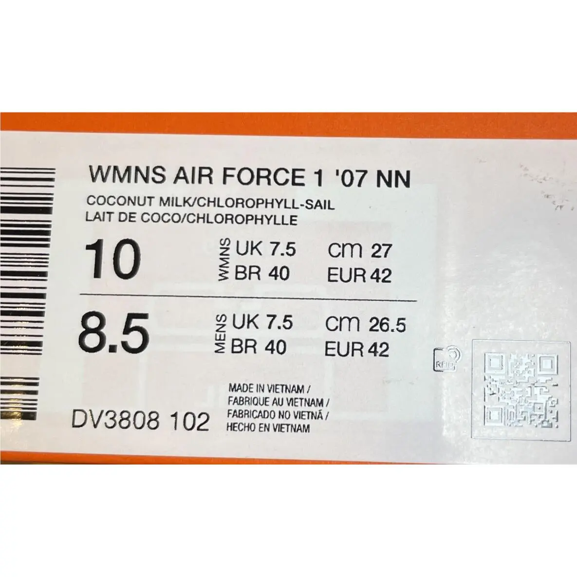 Nike shoes - Wmns Air Force 1 07 Nn - Dv3808106 - Coconut Milk / Green (UPC: 0196975570485) 8
