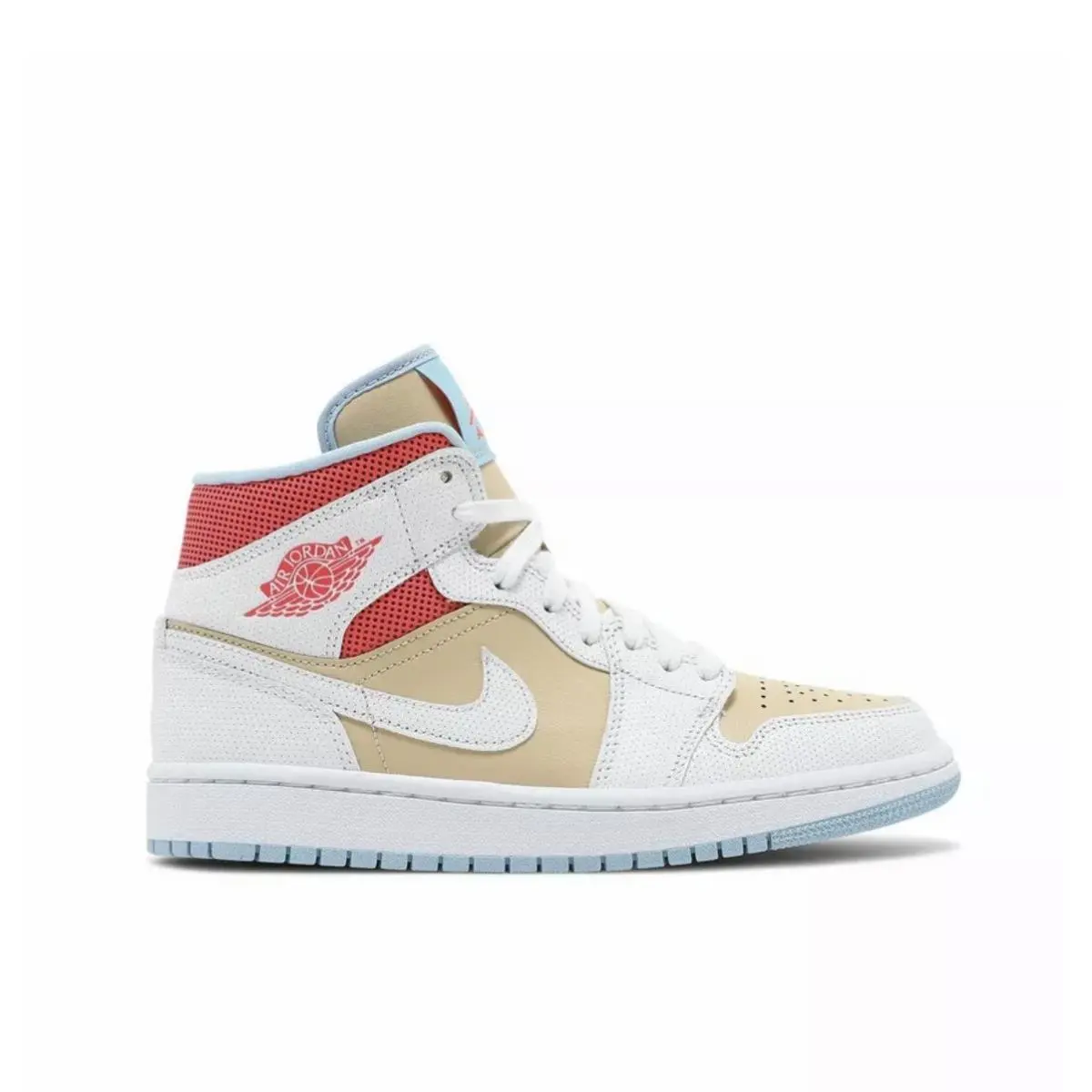 Nike Women Air Jordan 1 Mid SE Sesame-white-flash Crimson SZ 11 CZ0774-200