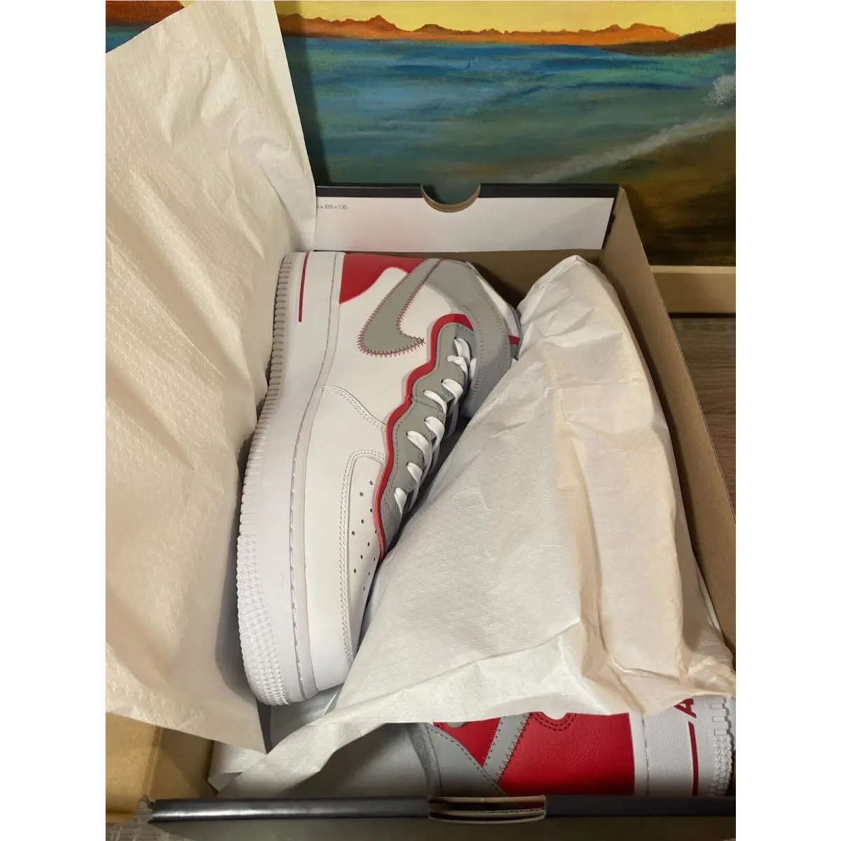 Nike shoes - Nike Air Force 1 `07 LV8 - DH7451-100 - WHITE/GYM RED/WHITE/LIGHT SMOKE GREY 9