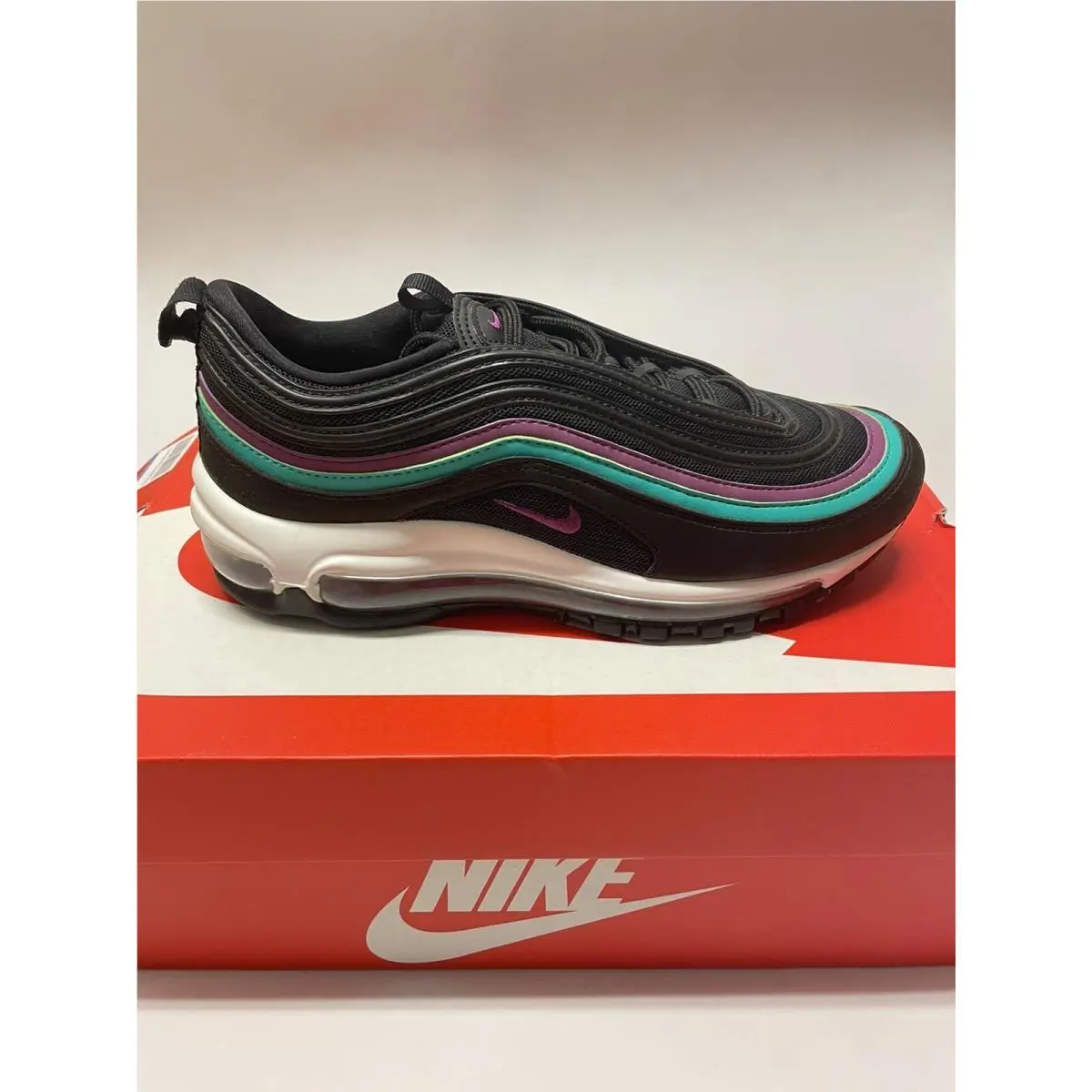 Nike Women`s Air Max 97 Running Shoes Black Grape 921733-008 Size 9.5 US