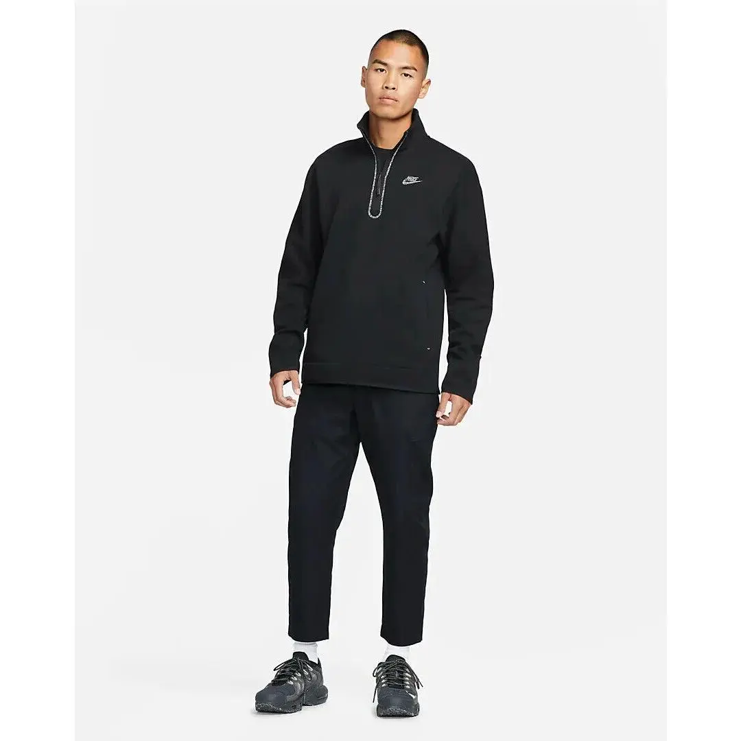 Nike Men’s S Tech Fleece Half Zip Top Black Heather DQ4314 010