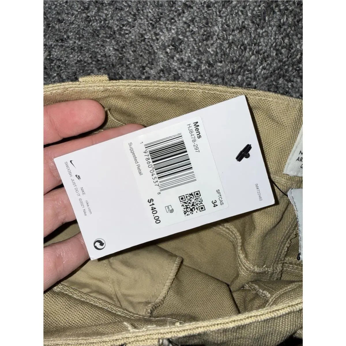 Nike clothing - Nike Life Carpenter Pants - Life Carpenter Pants - HJ8478-297 - Parachute Beige (UPC: 197860045378) 7