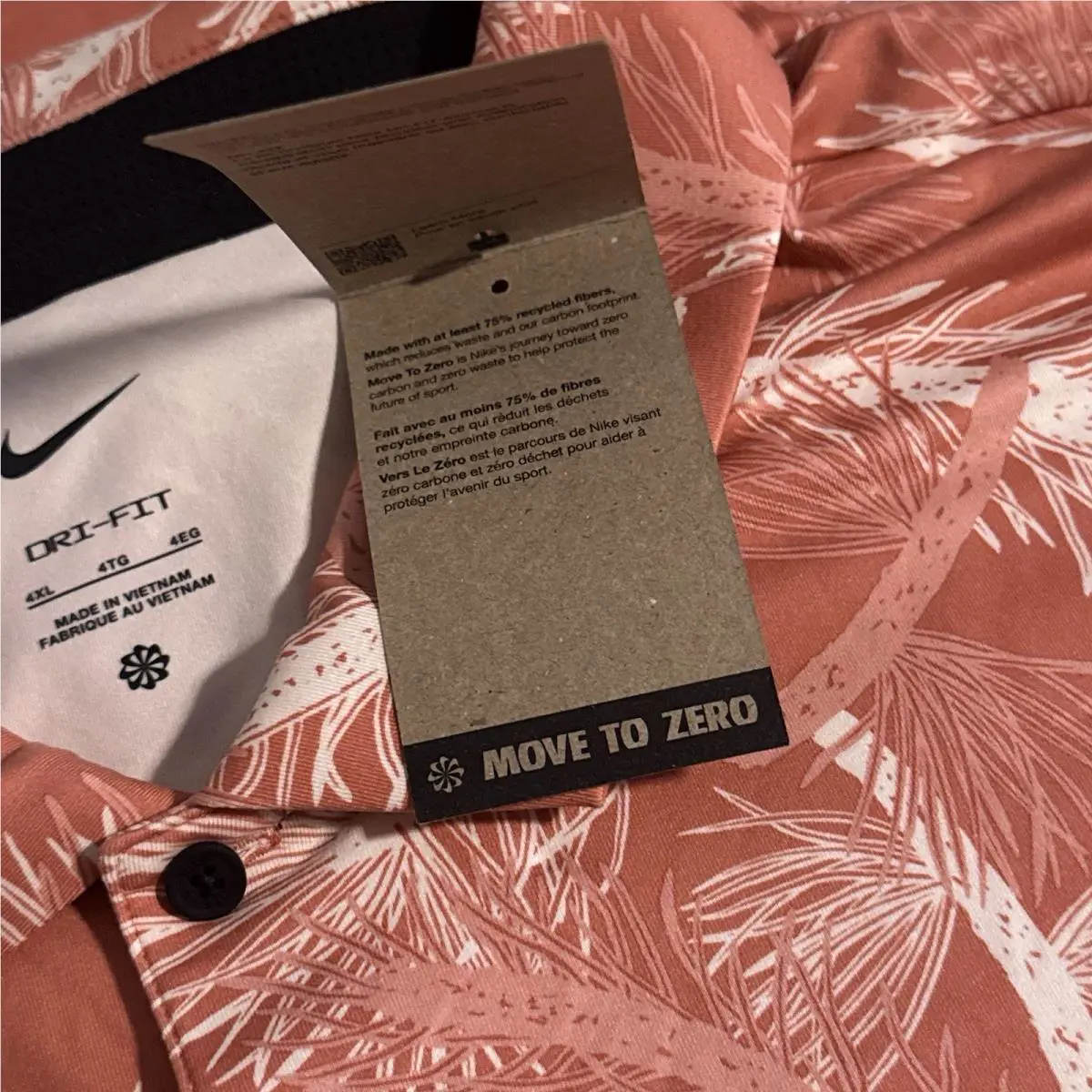 Nike clothing - Dri-FIT Tour Pine Print Polo - FQ0402 - Terracotta (UPC: 197593887672) 3