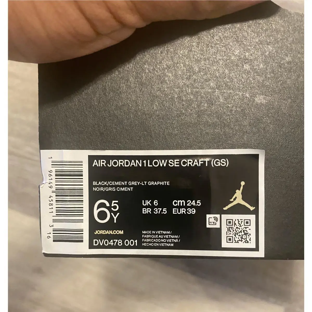 Nike shoes - Nike Air Jordan 1 Low - DV0478-001 - Black-Cement Grey-Light Graphite (UPC: 196149458113) 10