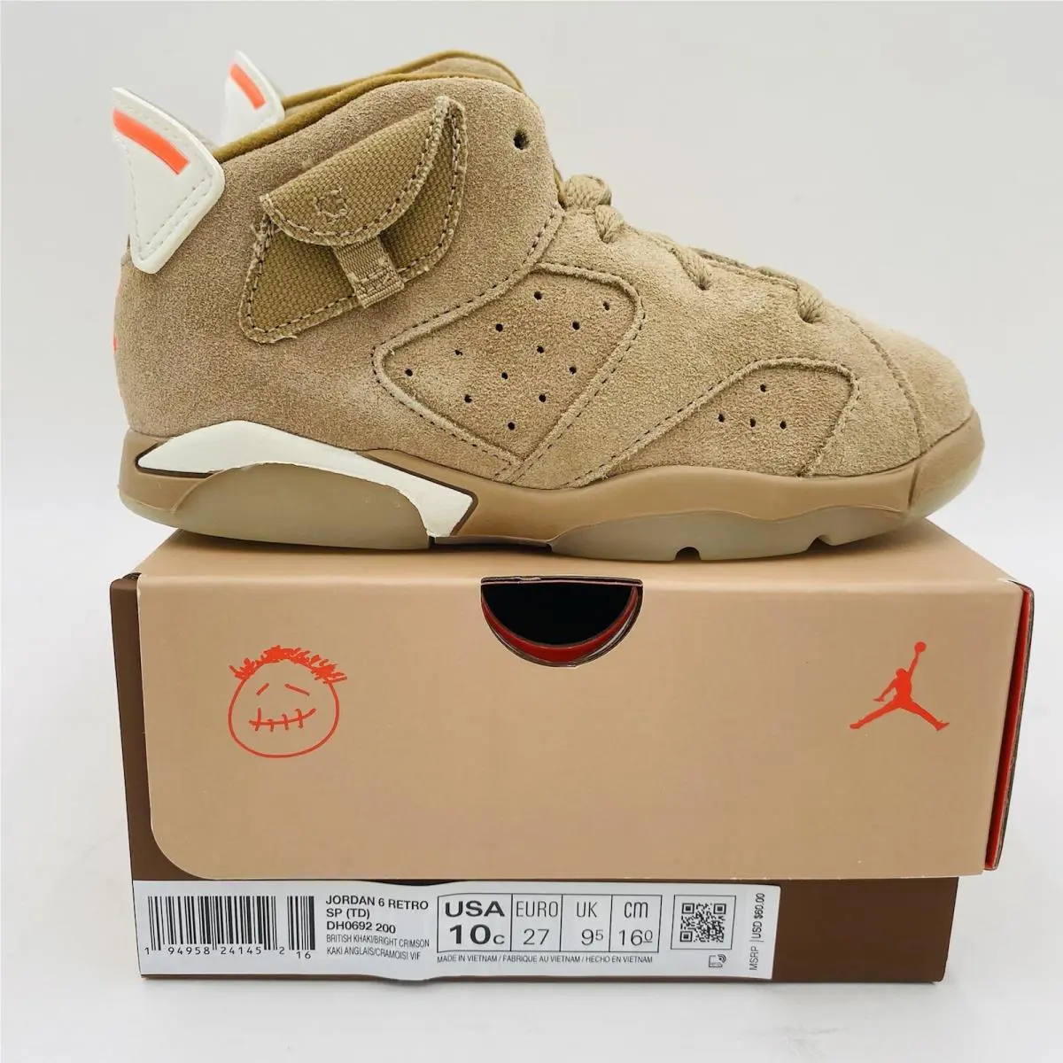 Nike shoes - Air Jordan Retro 6 - Air Retro - British Khaki/ Sail/ Bright Crimson (UPC: 0194958241407) 0