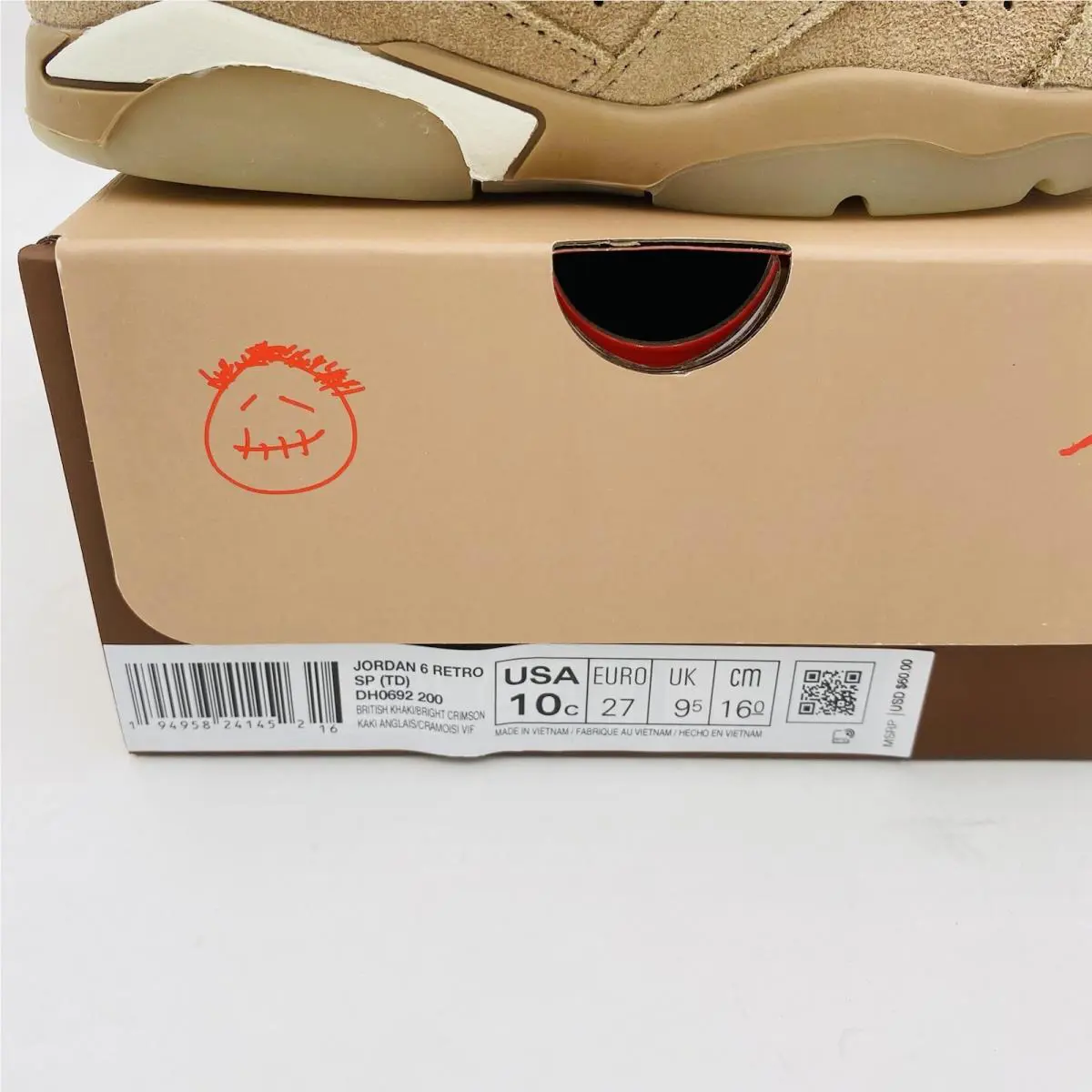 Nike shoes - Air Jordan Retro 6 - Air Retro - British Khaki/ Sail/ Bright Crimson (UPC: 0194958241407) 1