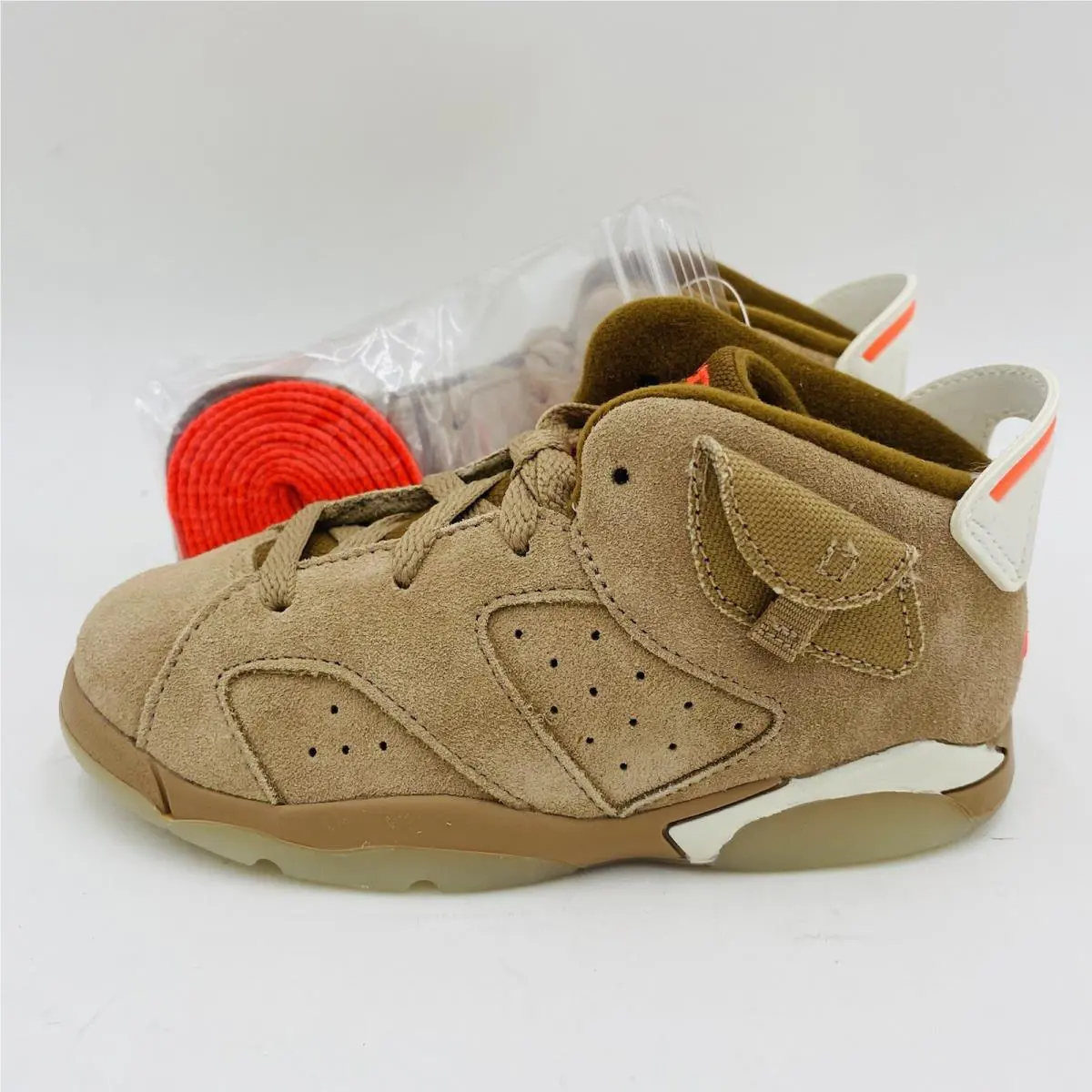 Nike shoes - Air Jordan Retro 6 - Air Retro - British Khaki/ Sail/ Bright Crimson (UPC: 0194958241407) 4