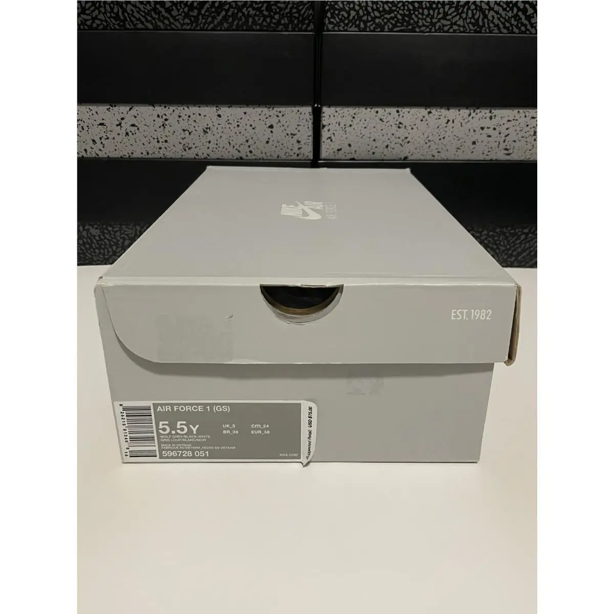 Nike shoes - Nike Air Force 1 (GS) - 596728-051 - Wolf Grey/Black-White (UPC: 0826215813408) 5