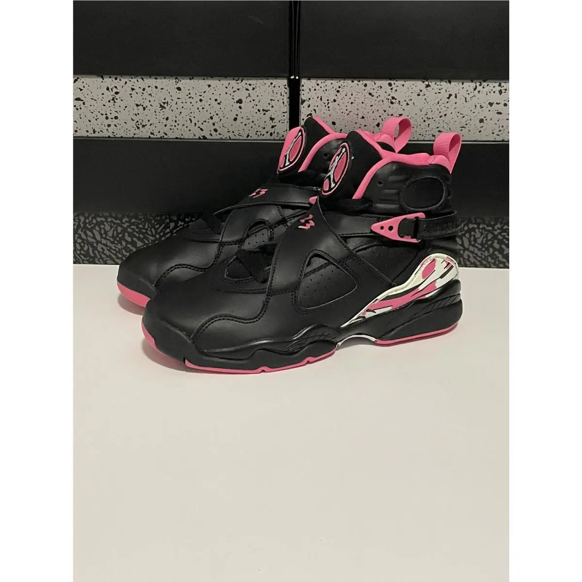 Nike shoes - Nike Air Jordan 8 Retro (GS) - 580528-006 - Black/White-Pinksicle (UPC: 0194276398630) 0