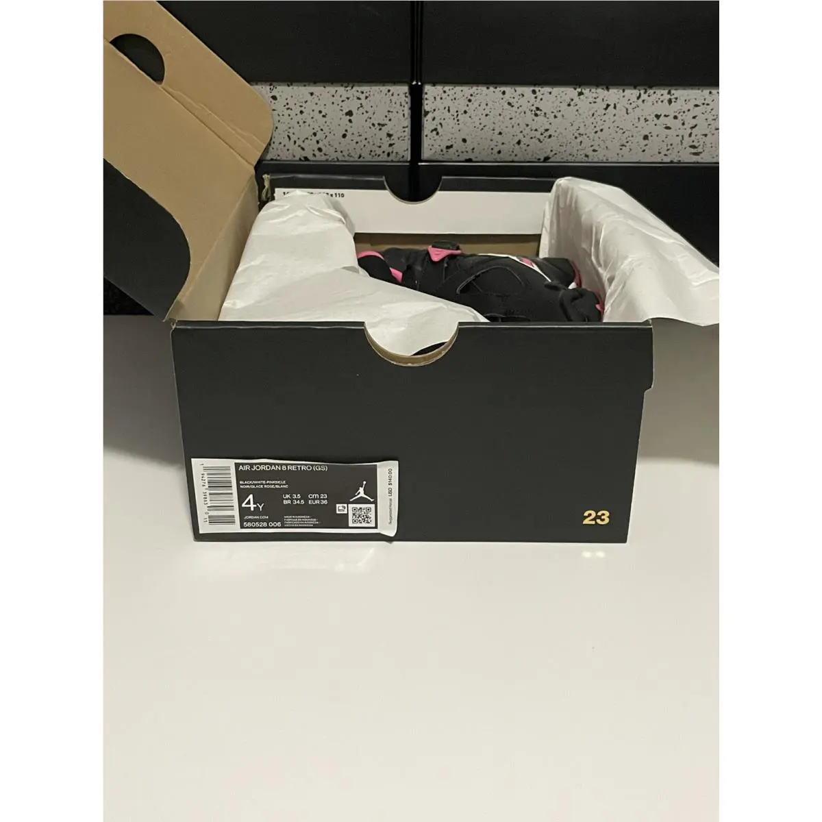 Nike shoes - Nike Air Jordan 8 Retro (GS) - 580528-006 - Black/White-Pinksicle (UPC: 0194276398630) 4
