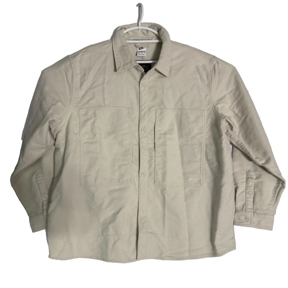 Nike Life Long-sleeve Chamois Field Shirt Light Orewood Brown Men XL FB7742-104