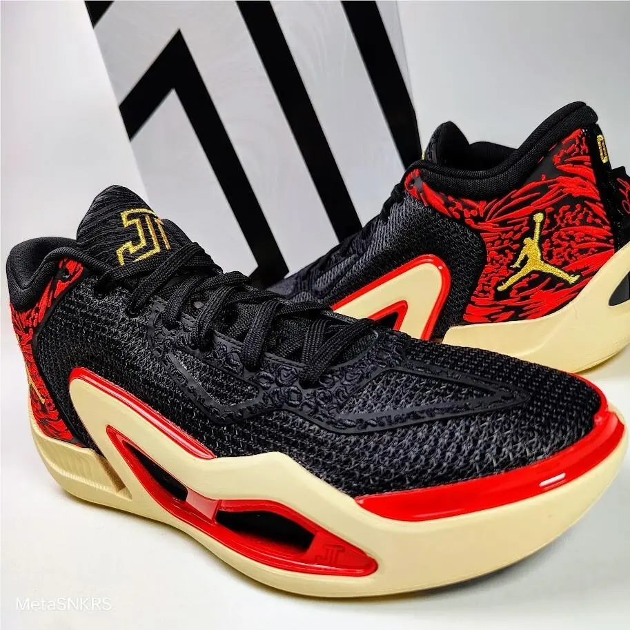 Air Jordan US 12.5 Men Black Red Gold Tan Basketball Tatum 1 DX5572 001 by Nike