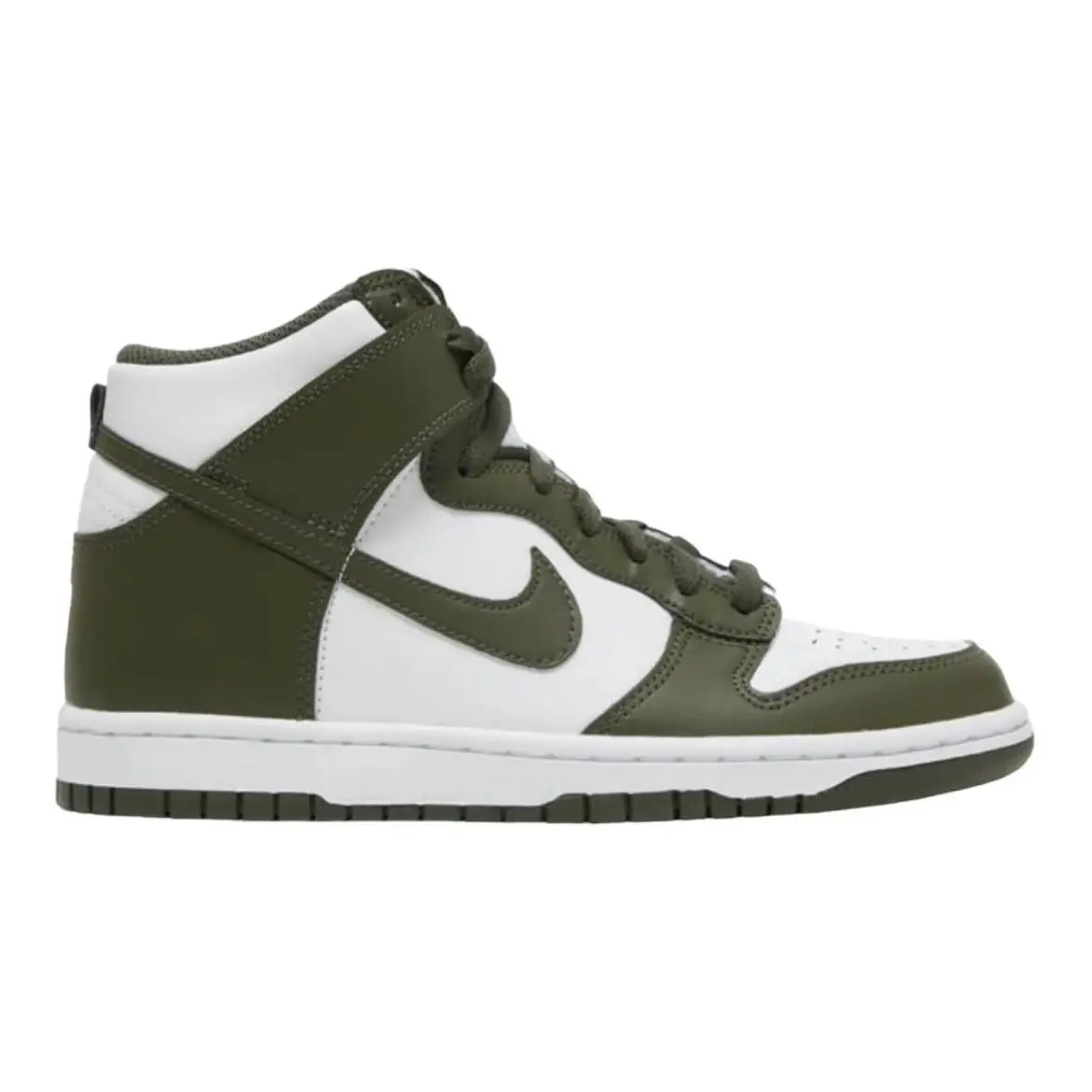 Size 7Y/8.5W - Nike Dunk High GS - “white/cargo Khaki Green” - DB2179-105 - Green