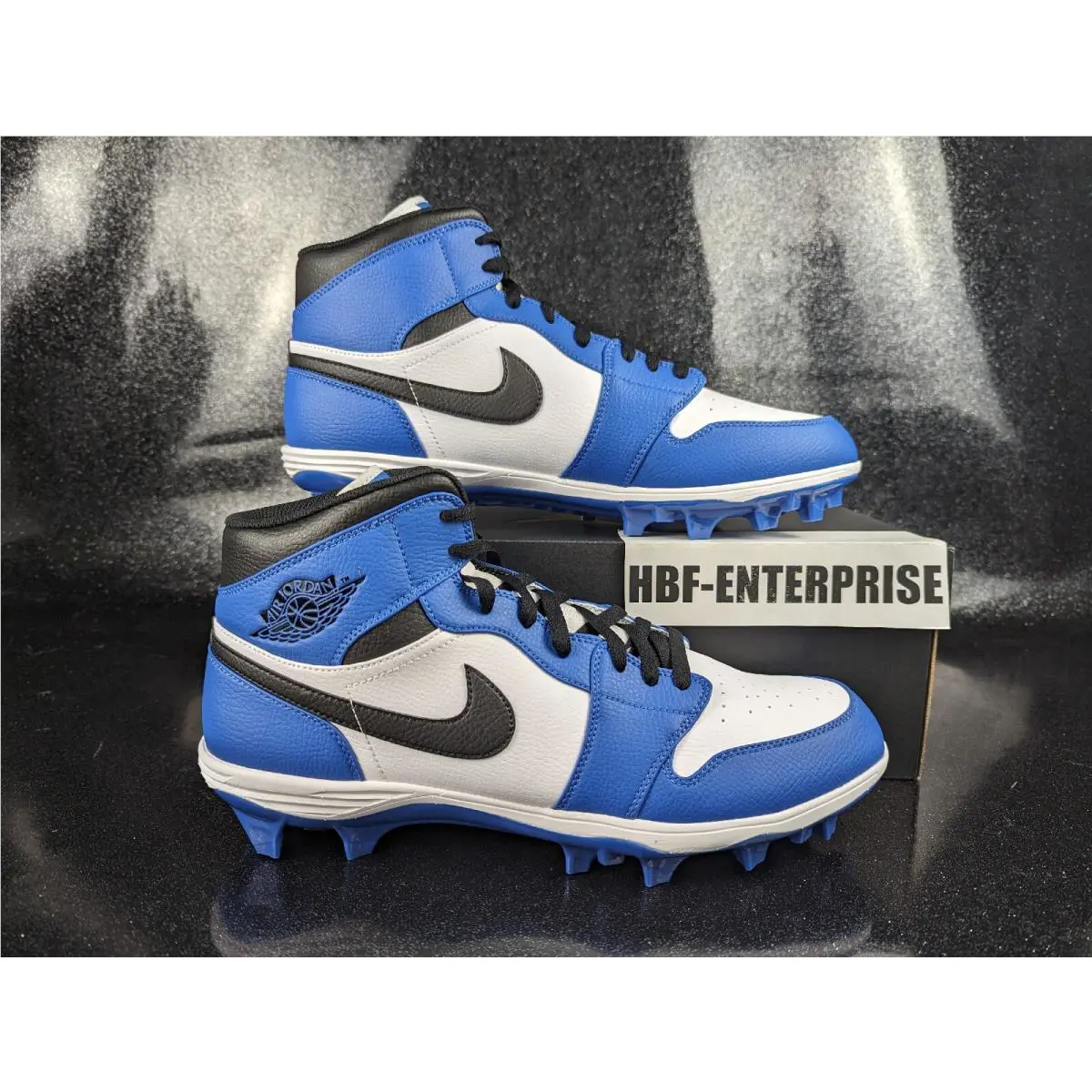 Nike Air Jordan 1 Mid TD Football White Royal Blue Black Men`s Size 14