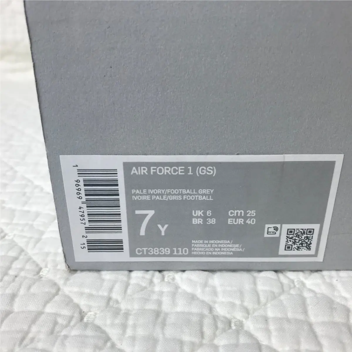 Nike shoes - Nike Air Force 1 GS - CT3839-110 - pale Ivory /Football Grey 10