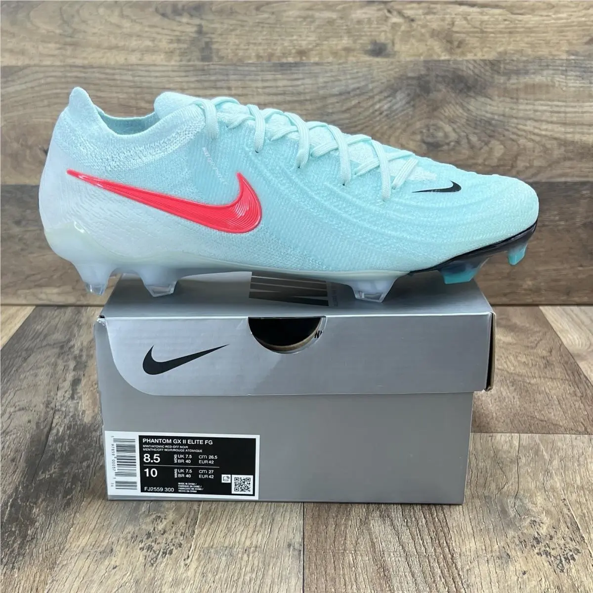 Nike Phantom GX II Elite FG Mint Atomic Red Soccer Cleats Mens Sz 11 FJ2559-300