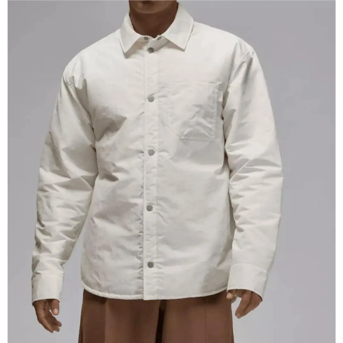 Nike Men`s Sz M Air Jordan Button Down Jacket Cream Sweater White FV7432-133