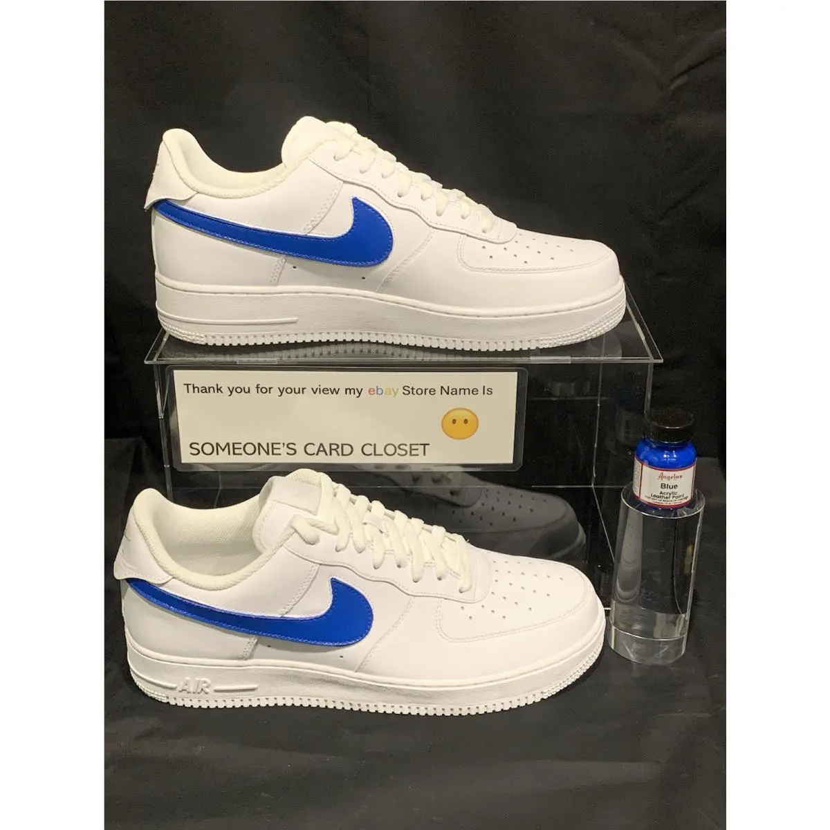 Nike Air Force 1 Low Blue Custom Painted Swoosh Men’s Size 9.5