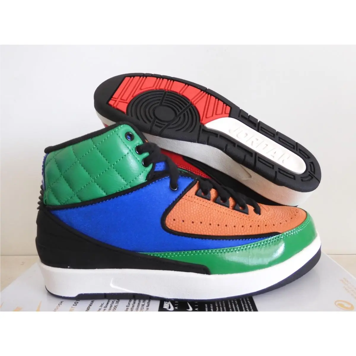 Nike Air Jordan 2 Retro Multi Color Rivals Red-black Womens Sz 5.5 CT6244-600