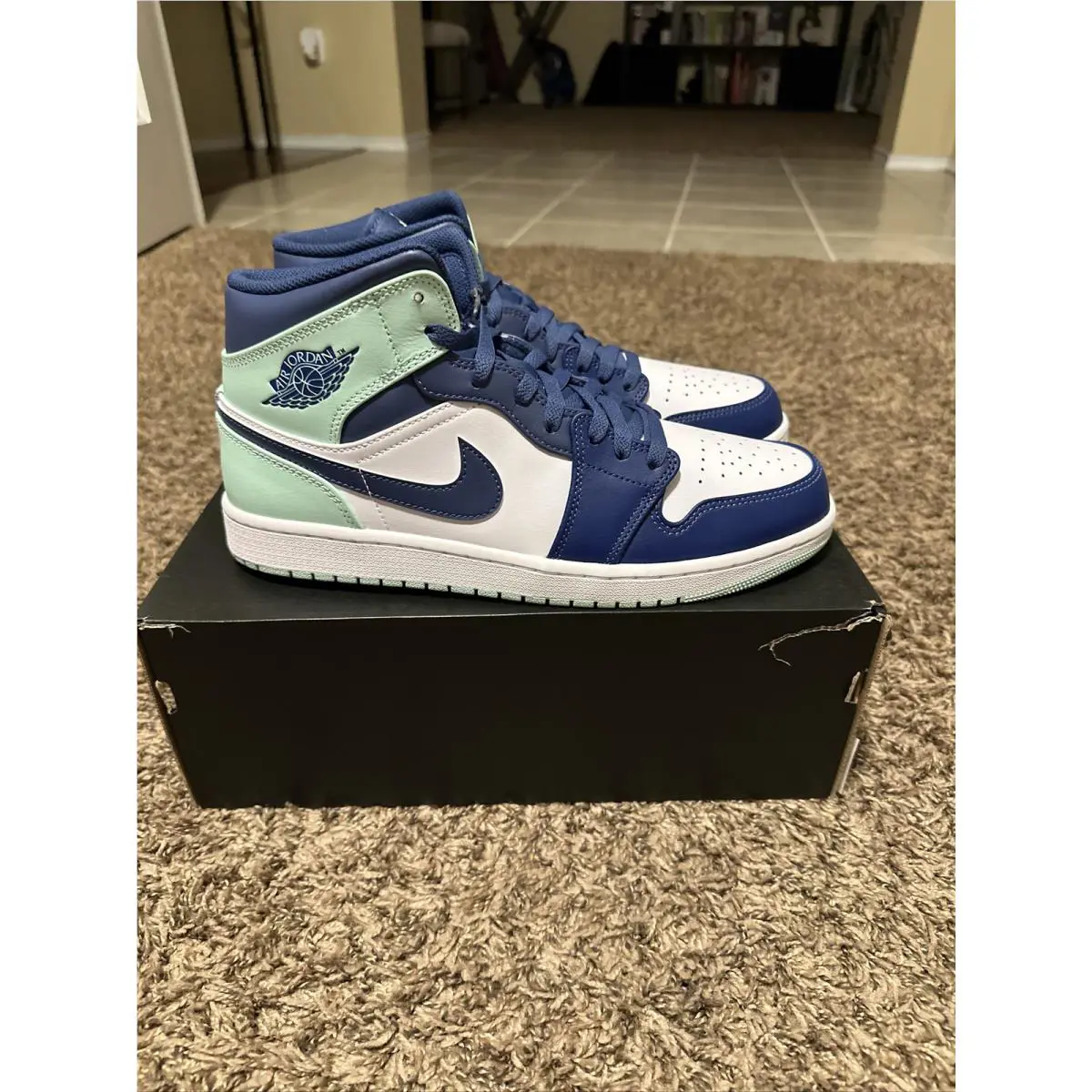 Nike shoes - Jordan Air Jordan 1 Mid - Mystic Navy/Mint Foam-White 2
