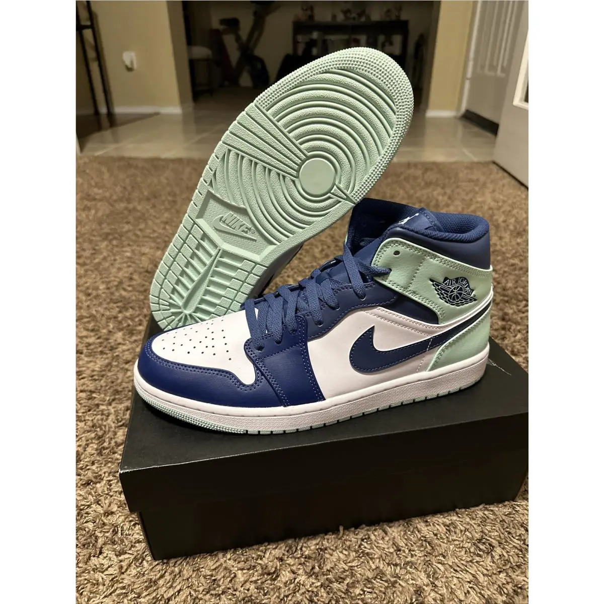 Nike shoes - Jordan Air Jordan 1 Mid - Mystic Navy/Mint Foam-White 7