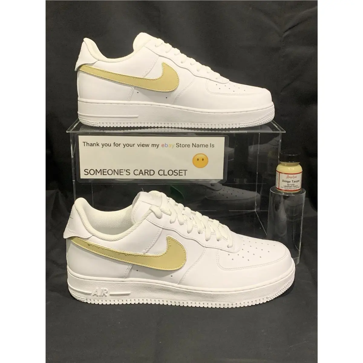 Nike Air Force 1 Low Beige Taupe Custom Painted Swoosh Men’s Size 7.5