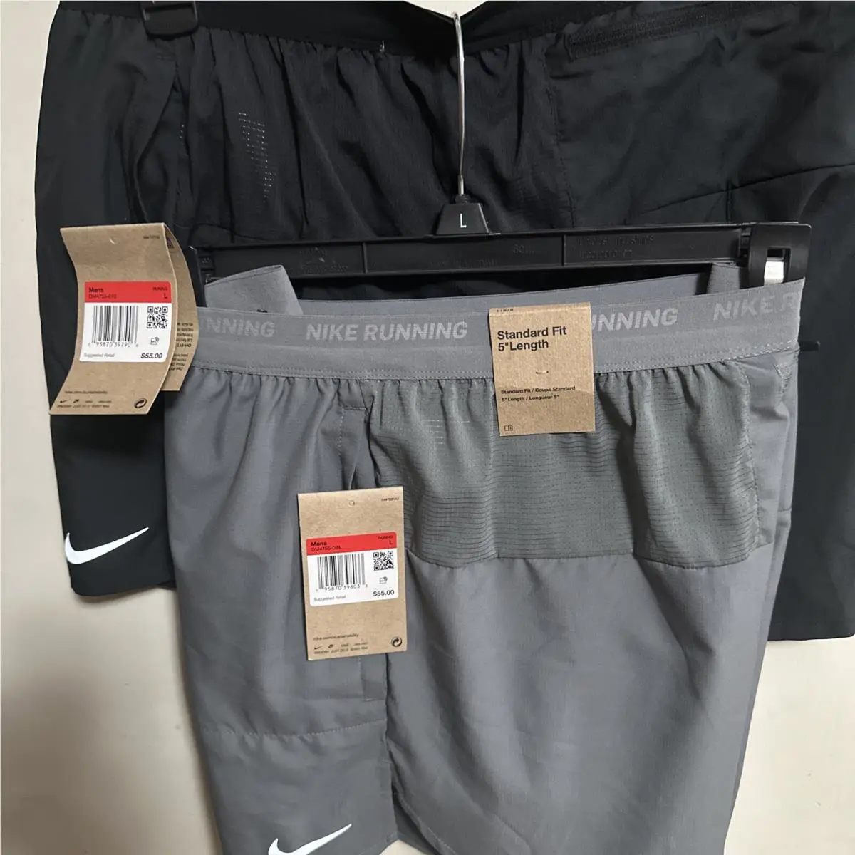 2-2025-Nike Men’s Flex Stride5”2 in 1 Running Shorts DM4755-Black and Gray Lg
