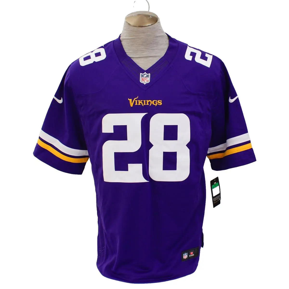 Nike Men`s XL Purple Minnesota Vikings Peterson 28 Football Jersey Tackle Twill