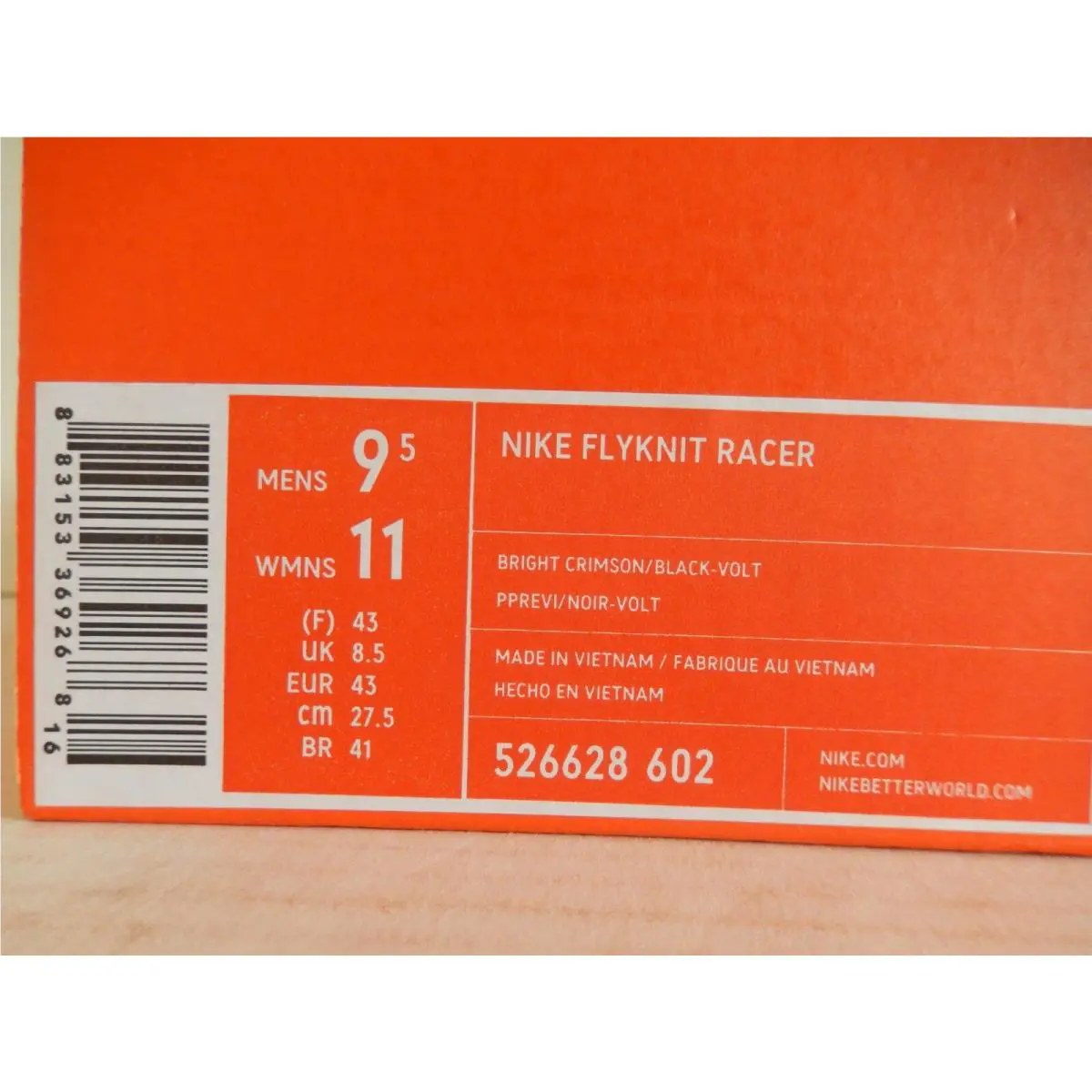 Nike shoes - Nike Flyknit Racer - Flyknit Racer - 526628-012 - Red (UPC: 883153369268) 3