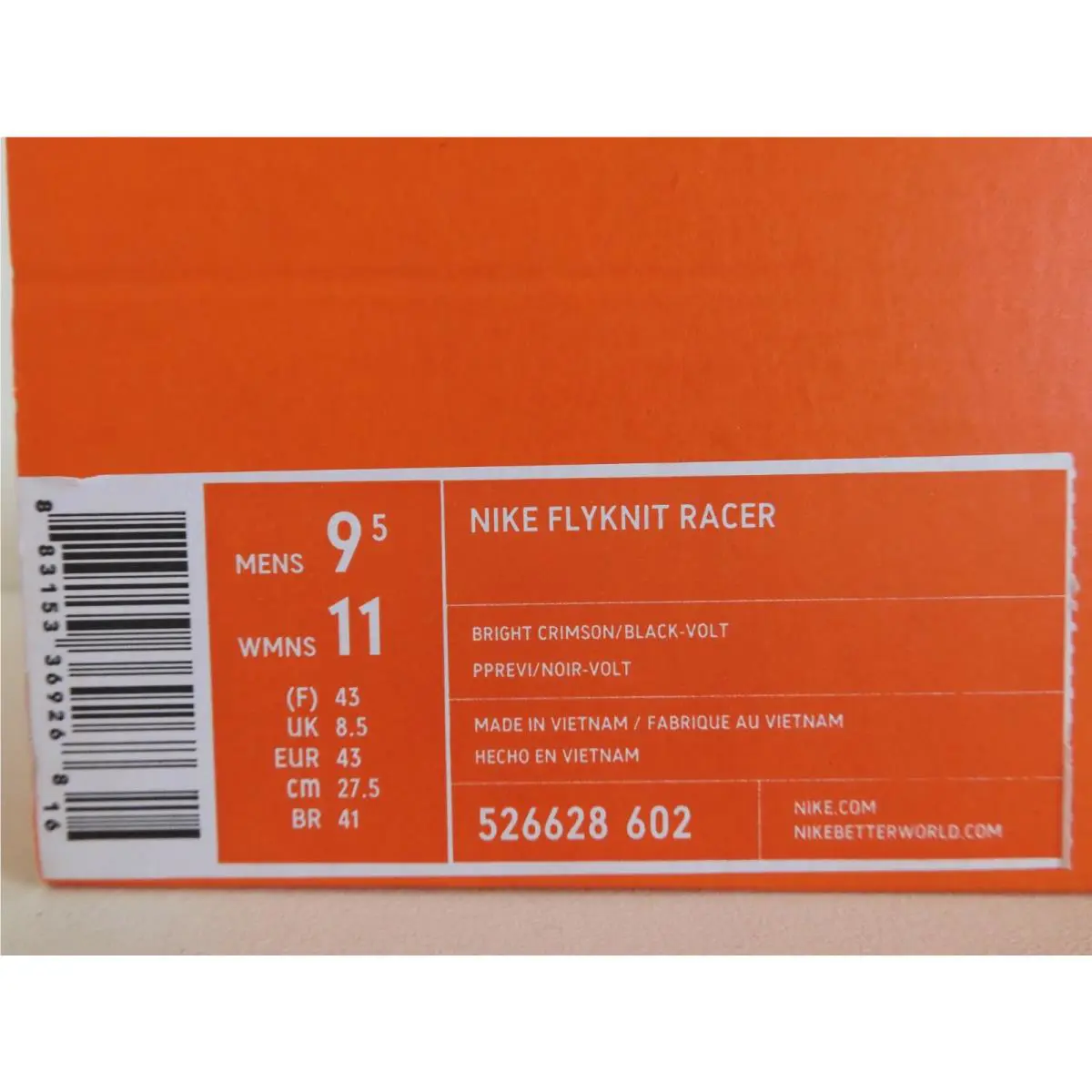 Nike shoes - Nike Flyknit Racer - Flyknit Racer - Red (UPC: 883153369268) 3