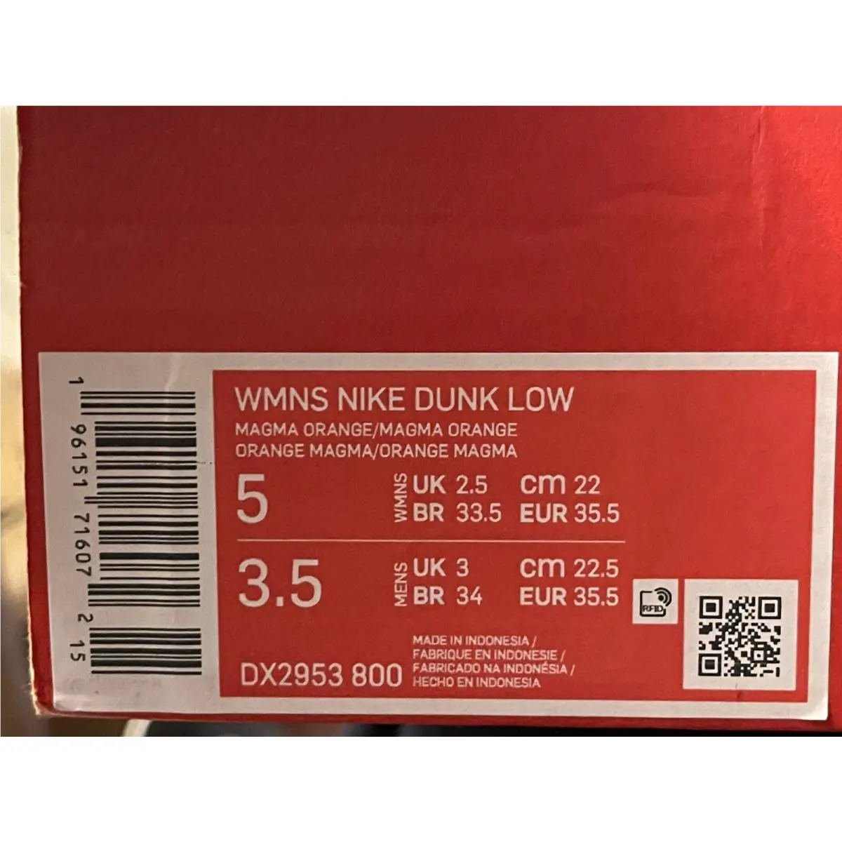 Nike shoes - Nike Dunk Low - Dunk Low - DX2953-800 - Orange, Manufacturer: Magma Orange (UPC: 0196151716072) 6