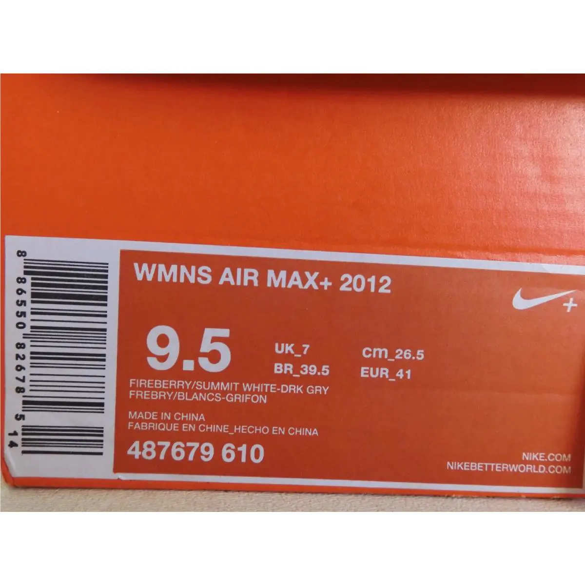 Nike shoes - Nike Air Max+ 2012 - Air - 487679-610 - Red (UPC: 886550826785) 3