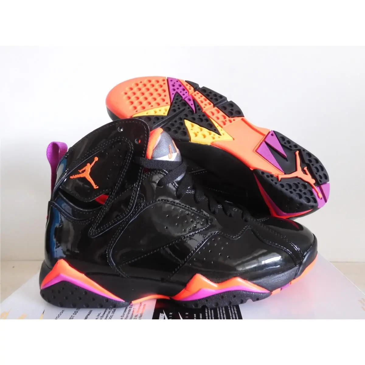 Nike Air Jordan 7 Retro Patent Black-bright Crimson Womens Sz 8.5 313358-006