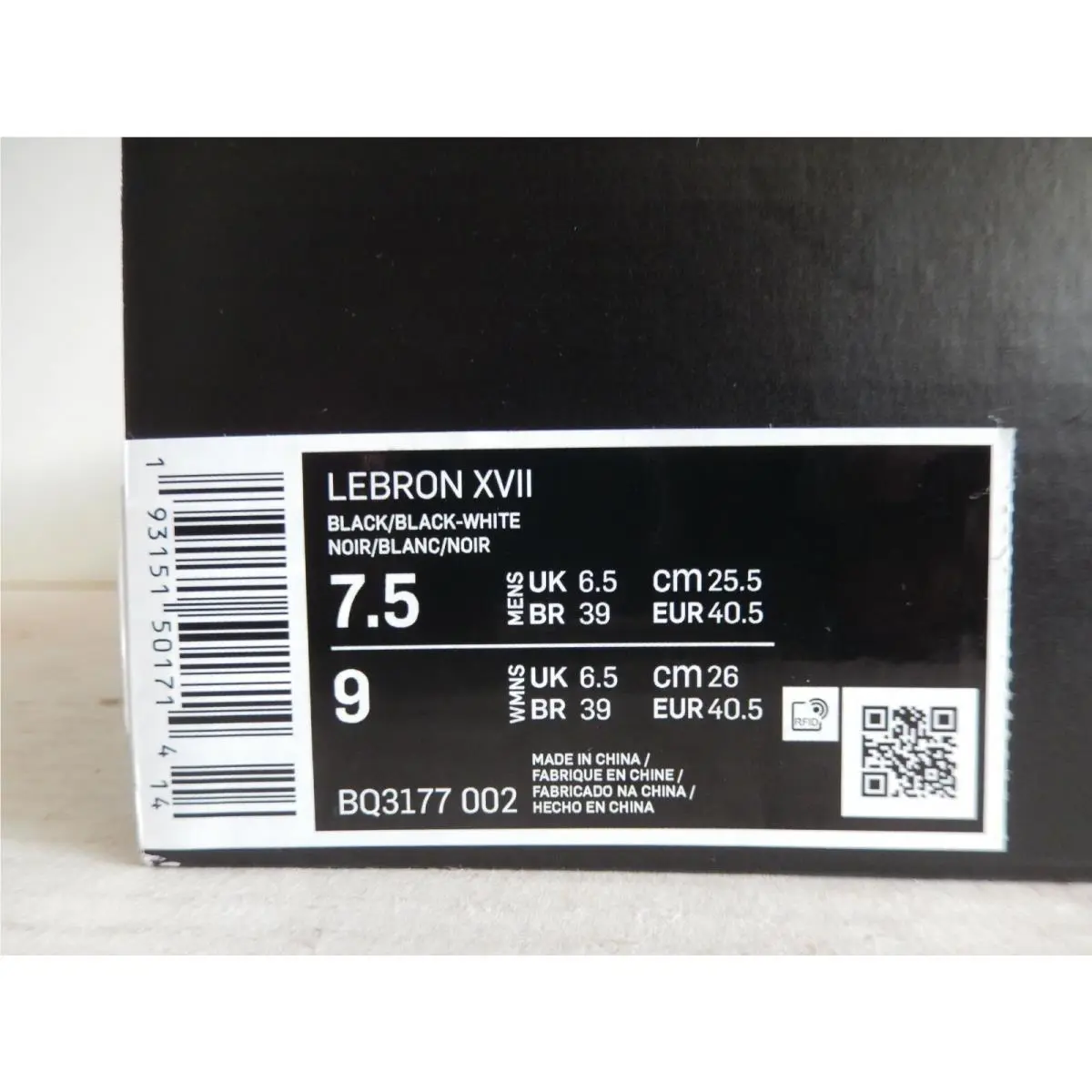 Nike shoes - Lebron XVII - Lebron XVII - Black (UPC: 193151501714) 3