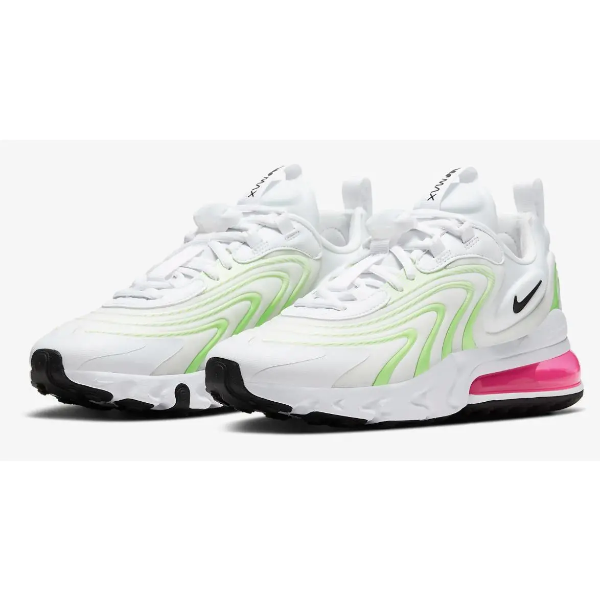 Nike Air Max 270 React Eng Women`s Casual White - Black - Ghost Green - Pink
