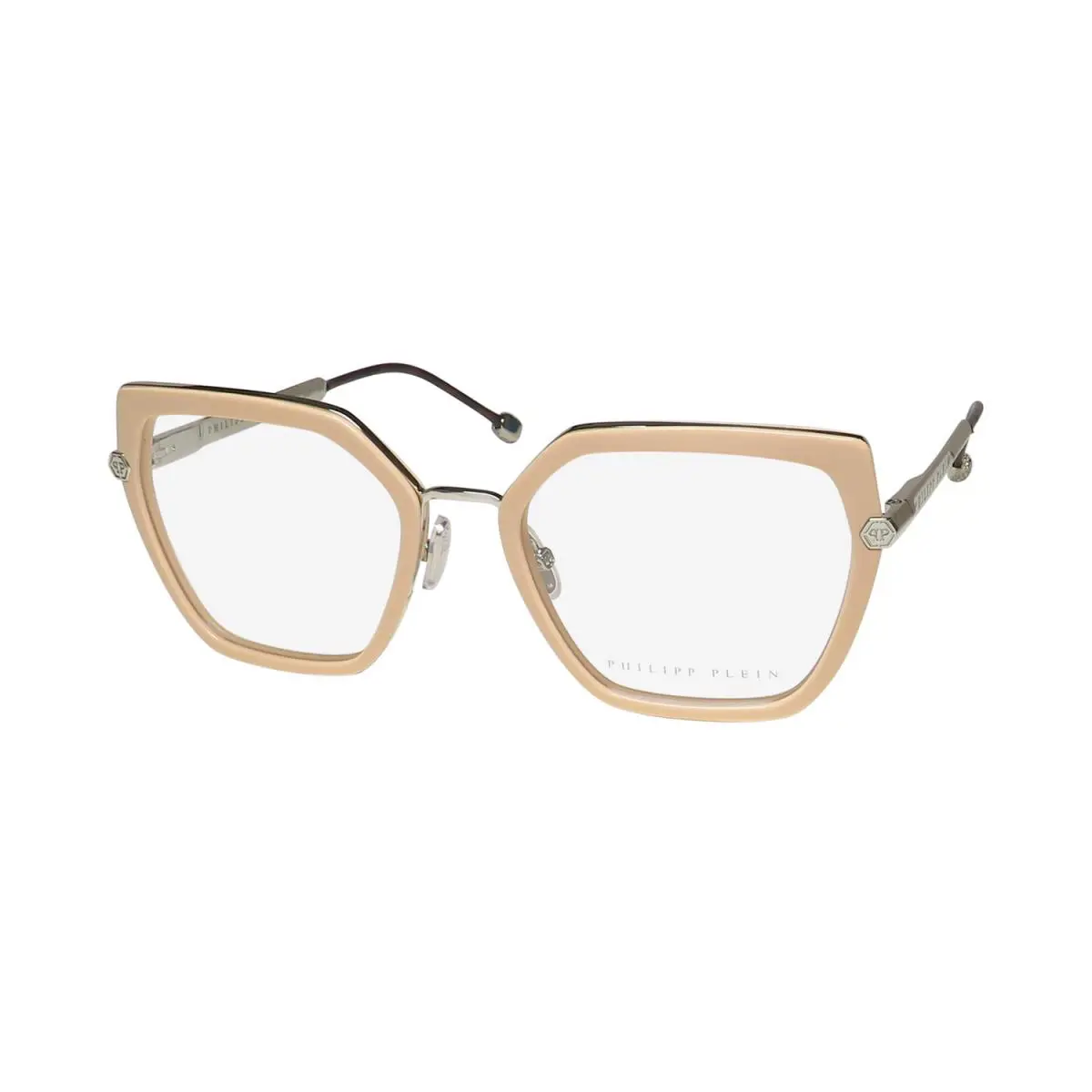 Philipp Plein VPP036S Plein Icon Eyeglass Frame Geometric Ivory Italy