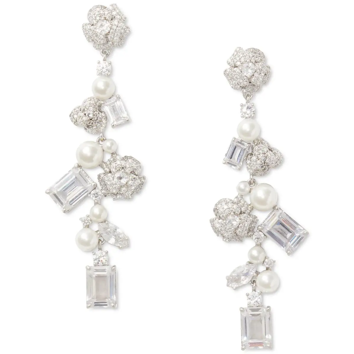 Kate Spade New York W1223 Silver-tone Bouquet Toss Flower Statement Earrings