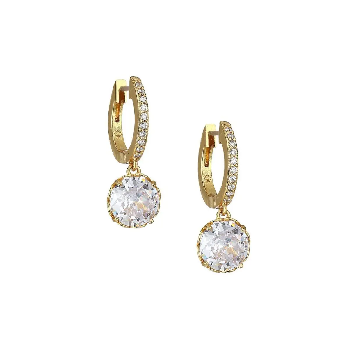 Kate Spade New York W1224 Clear/gold Crystal Huggie Hoop Earrings