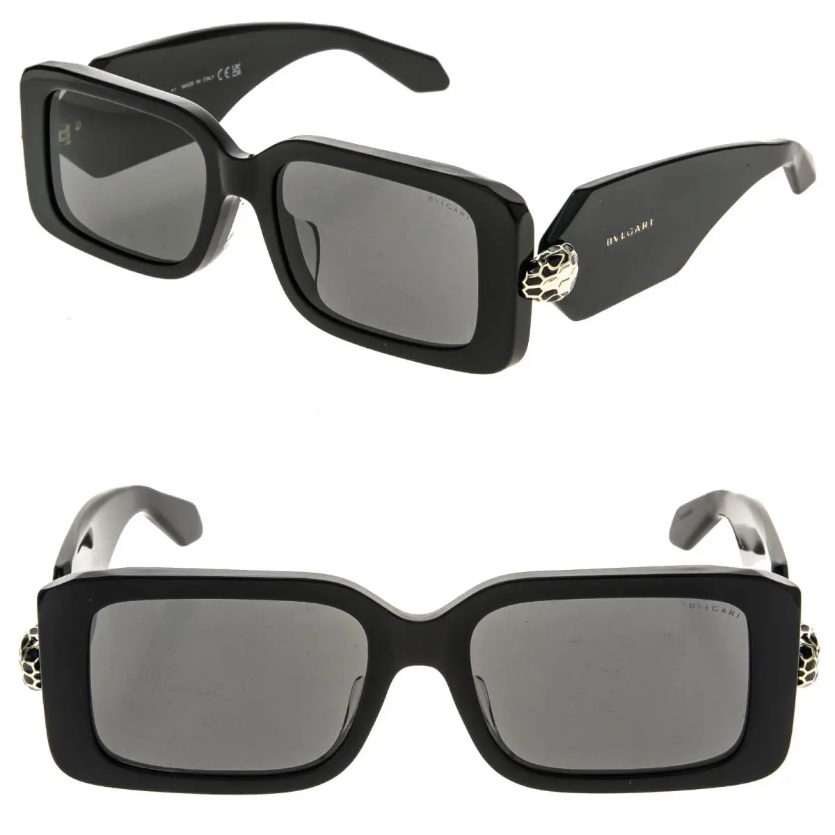 Bvlgari 40044 Serpenti Forever BV40044F Black Scales Snake Head Sunglasses 01A