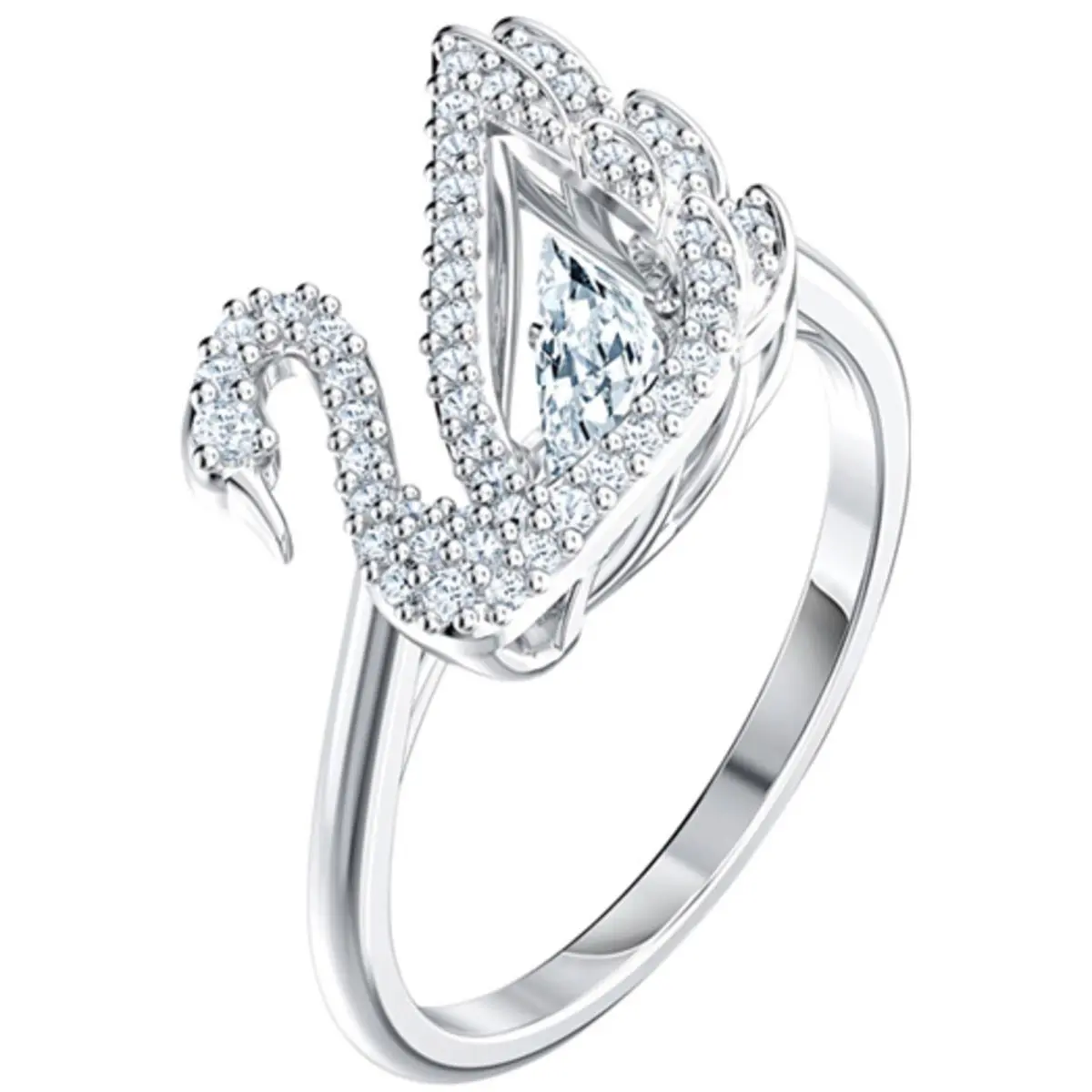 Women`s Ring Dancing Swan Rhodium Plated and Crystal Size 6.75 5520712 by Swarovski