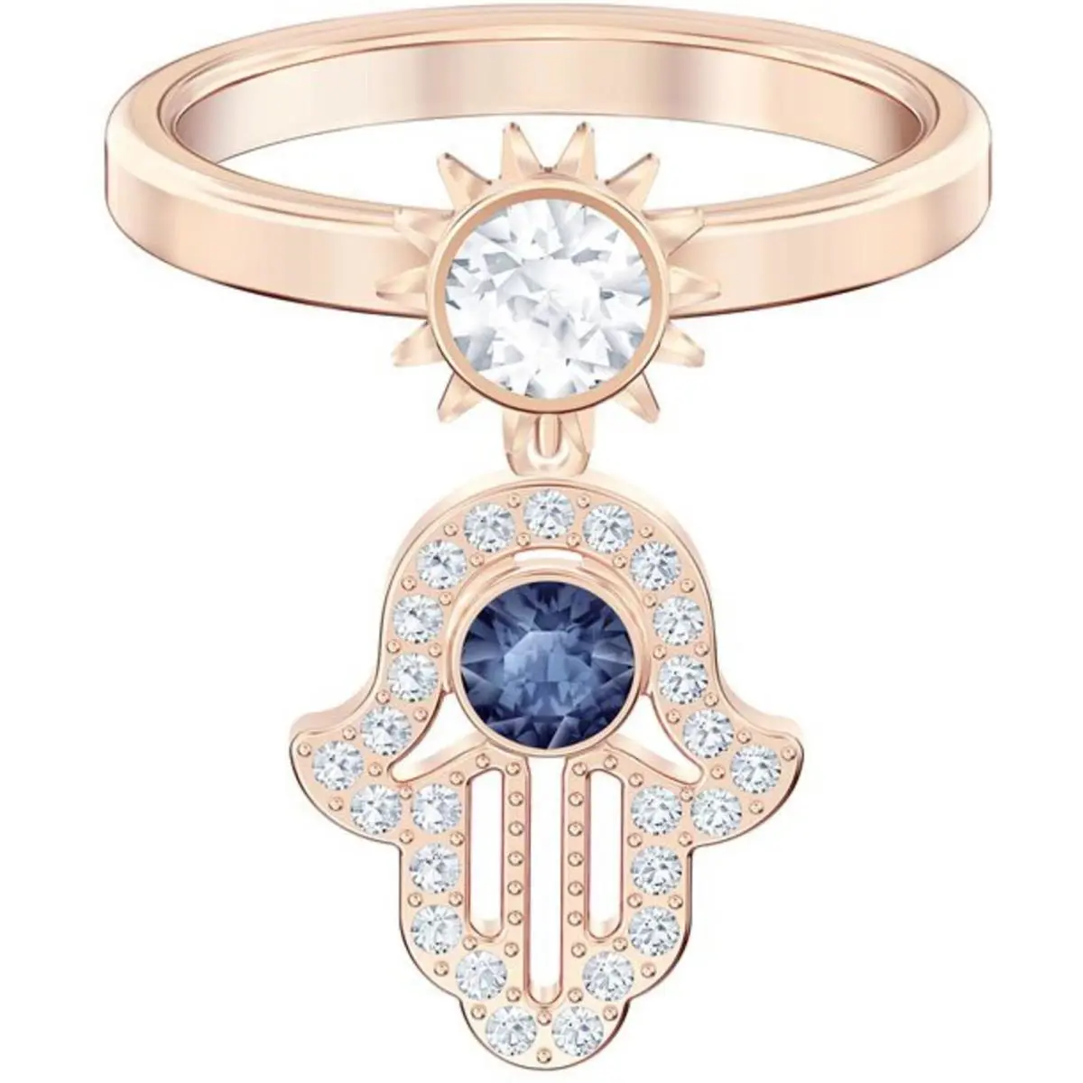 Swarovski Women`s Ring Duo Evil Symbolic Motif Rose Gold Plated Size 6 5515441