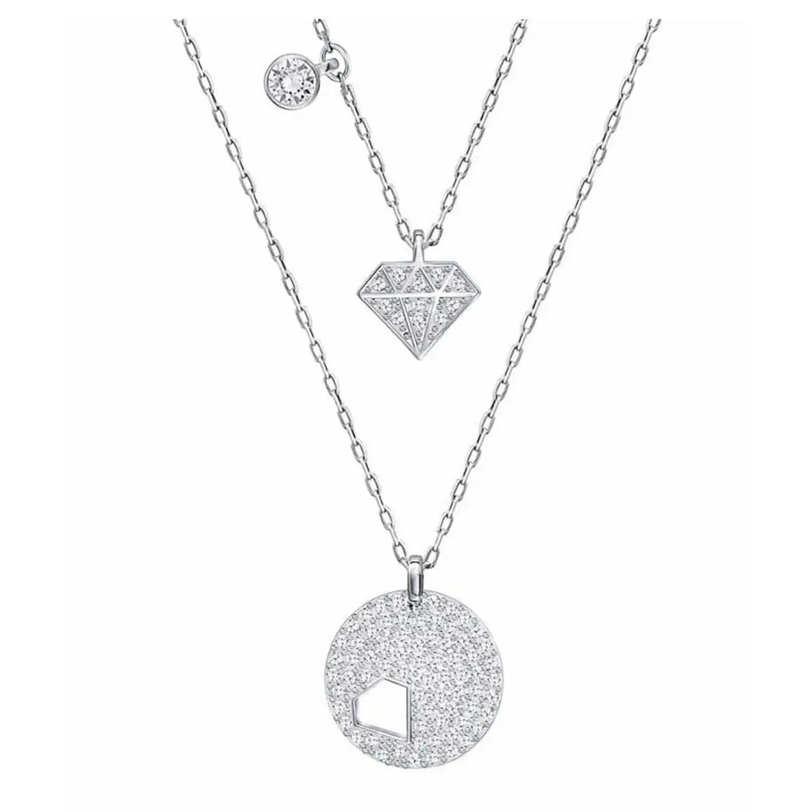 Swarovski Crystal Wishes Diamond Shaped Necklace Set in Rhodium Silver